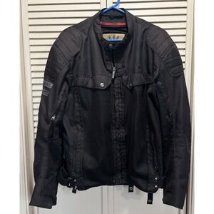 Street & Steel Armoured Padded Black Motorcycle Jacket 2XL Zip Up Embrod Logo‎
